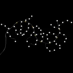 Northlight LED Lighted B/O Pom Pom Christmas Garland Lights - Cool White - 4.25' Clear Wire - 10ct