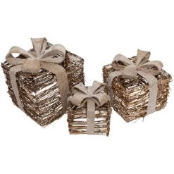 Northlight Lighted Rattan Gift Boxes With Burlap Bows Christmas Decorations - 9" - Set Of 3 -Christmas Decorations Store GUEST f7723008 1fbe 42a2 8dac 3f5bc02e9c0f