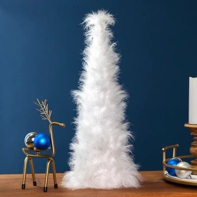 Northlight Layered Wispy Feather Cone Tree Christmas Decoration - 19.5" - Winter White 3 Northlight Layered Wispy Feather Cone Tree Christmas Decoration - 19.5" - Winter White