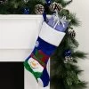 Northlight 20" Royal Blue Embroidered Velveteen Snowman Christmas Stocking With White Cuff