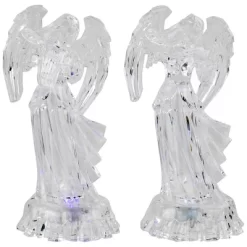 Northlight LED Lighted Color Changing Angel Acrylic Christmas Decorations - 9" - Set Of 2