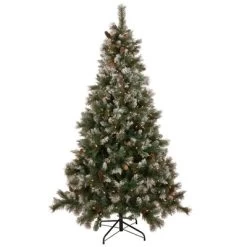Northlight Real Touch™️ Pre-lit Snow Valley Pine Artificial Christmas Tree - 7.5' - Clear Lights